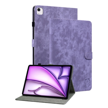 For iPad Air 13 2024 Embossed Tiger Pattern Leather Tablet Case(Purple) - iPad Air 13 2024 Cases by buy2fix | Online Shopping UK | buy2fix