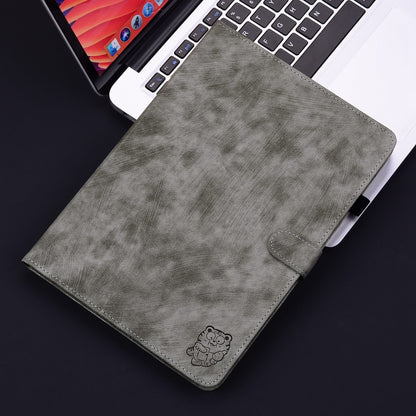 For iPad Air 11 2024 Embossed Tiger Pattern Leather Tablet Case(Grey) - iPad Air 11 2024 Cases by buy2fix | Online Shopping UK | buy2fix