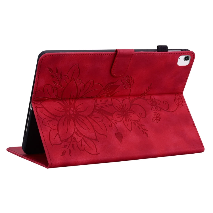 For iPad Air 11 2024 Lily Embossed Leather Smart Tablet Case(Red) - iPad Air 11 2024 Cases by buy2fix | Online Shopping UK | buy2fix