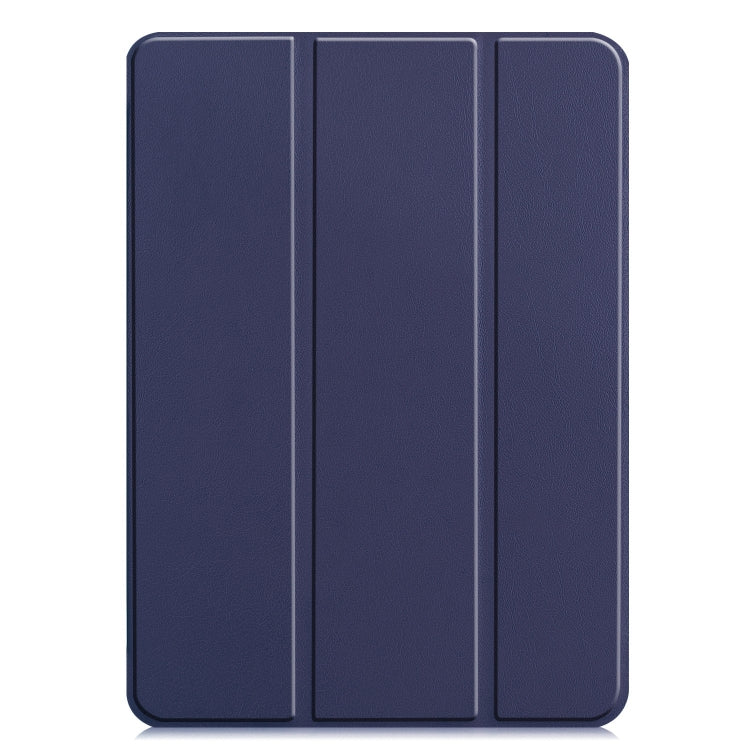 For iPad Pro 11 2024 Custer Pure Color 3-Fold Holder Smart Leather Tablet Case(Blue) - iPad Pro 11 2024 Cases by buy2fix | Online Shopping UK | buy2fix