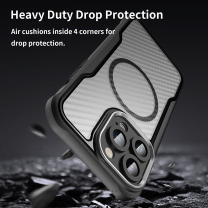 For iPhone 15 Pro Max Carbon Fiber Texture MagSafe Translucent Phone Case(Black) - iPhone 15 Pro Max Cases by buy2fix | Online Shopping UK | buy2fix