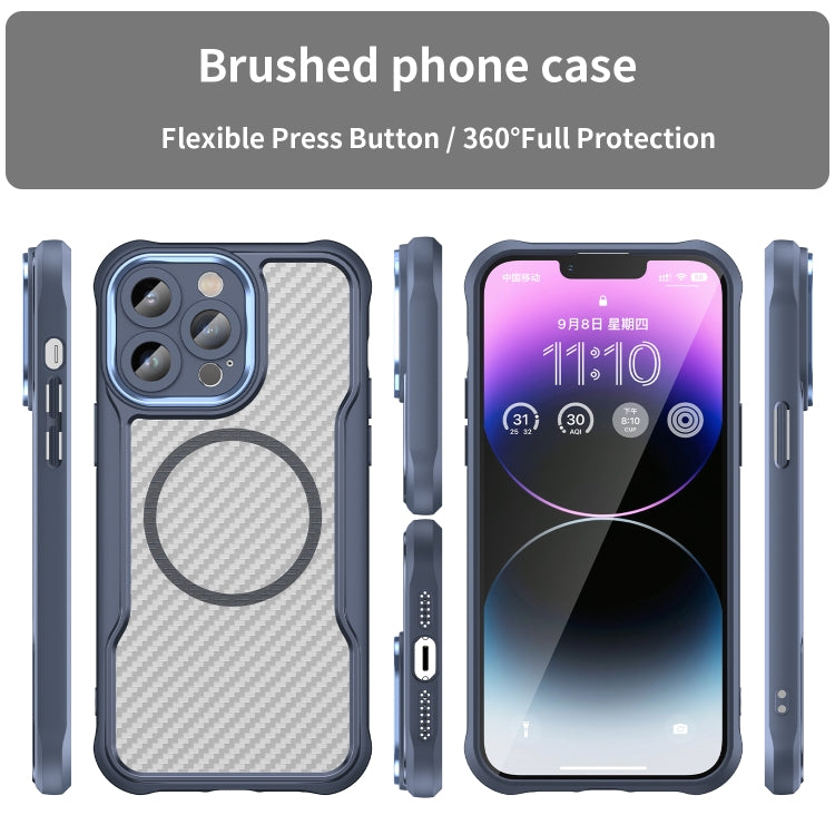 For iPhone 15 Plus / 14 Plus Carbon Fiber Texture MagSafe Translucent Phone Case(Blue) - iPhone 15 Plus Cases by buy2fix | Online Shopping UK | buy2fix