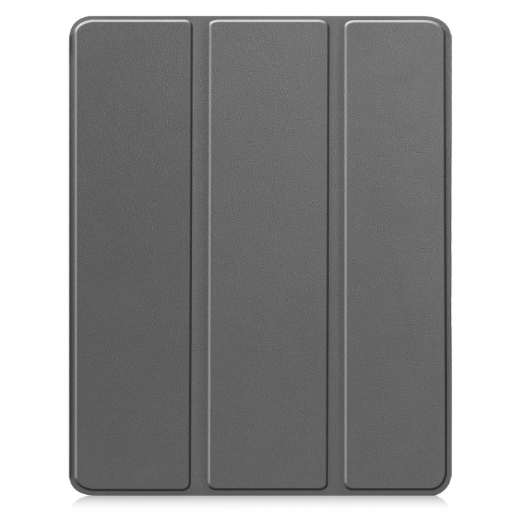 For iPad Air 13 2024 Custer TPU Pure Color 3-Fold Holder Smart Leather Tablet Case with Pen Tray(Grey) - iPad Air 13 2024 Cases by buy2fix | Online Shopping UK | buy2fix