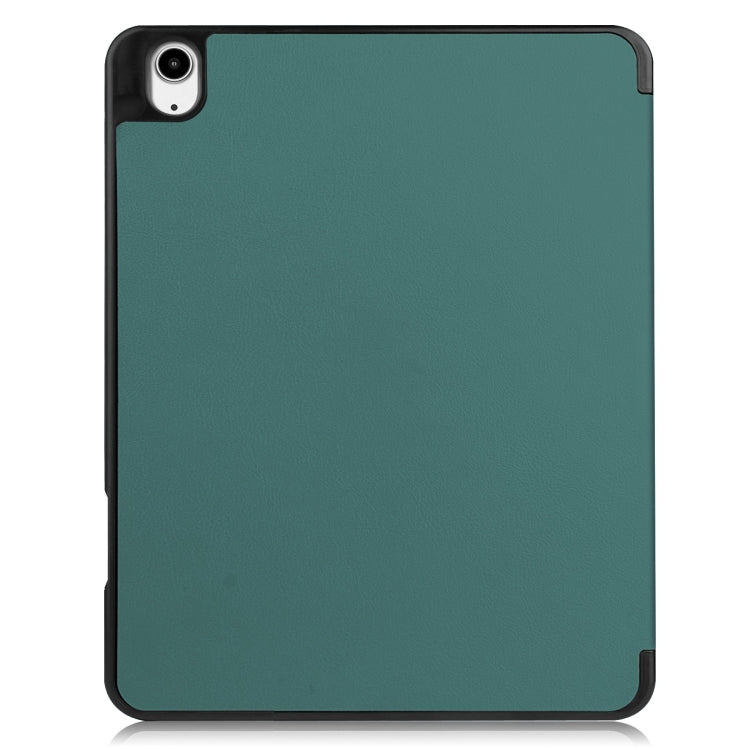 For iPad Air 13 2024 Custer TPU Pure Color 3-Fold Holder Smart Leather Tablet Case with Pen Tray(Dark Green) - iPad Air 13 2024 Cases by buy2fix | Online Shopping UK | buy2fix