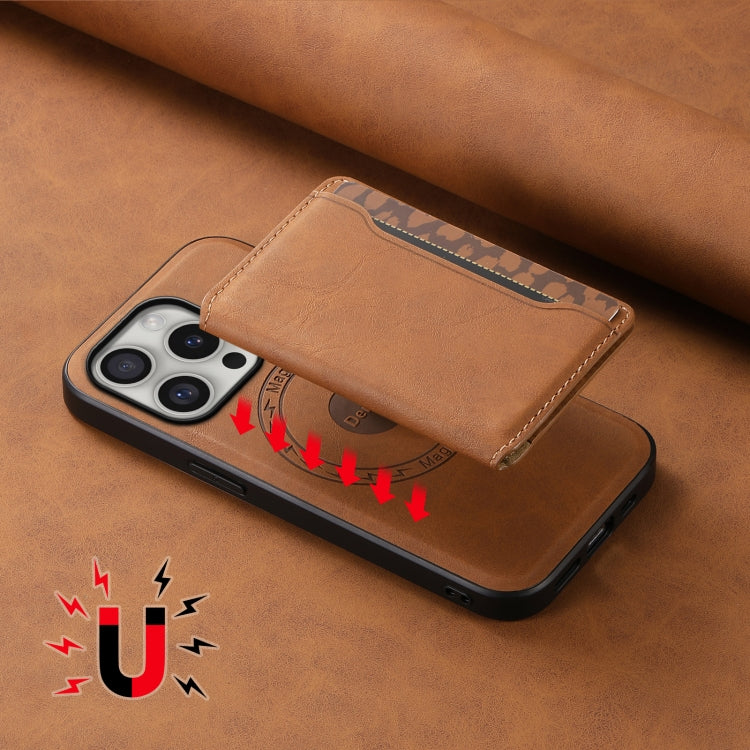 For iPhone 16 Pro Max Denior D13 Retro Texture Leather MagSafe Card Bag Phone Case(Brown) - iPhone 16 Pro Max Cases by Denior | Online Shopping UK | buy2fix