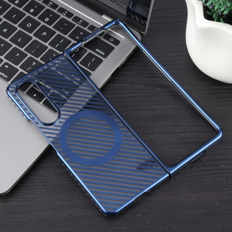 For Samsung Galaxy Z Fold5 6D Plated Carbon Fiber Clear Magsafe PC Phone Case(Dream Blue) - Galaxy Z Fold5 Cases by buy2fix | Online Shopping UK | buy2fix