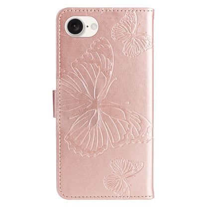 For iPhone SE 2024 3D Butterfly Embossed Pattern Flip Leather Phone Case(Rose Gold) - More iPhone Cases by buy2fix | Online Shopping UK | buy2fix