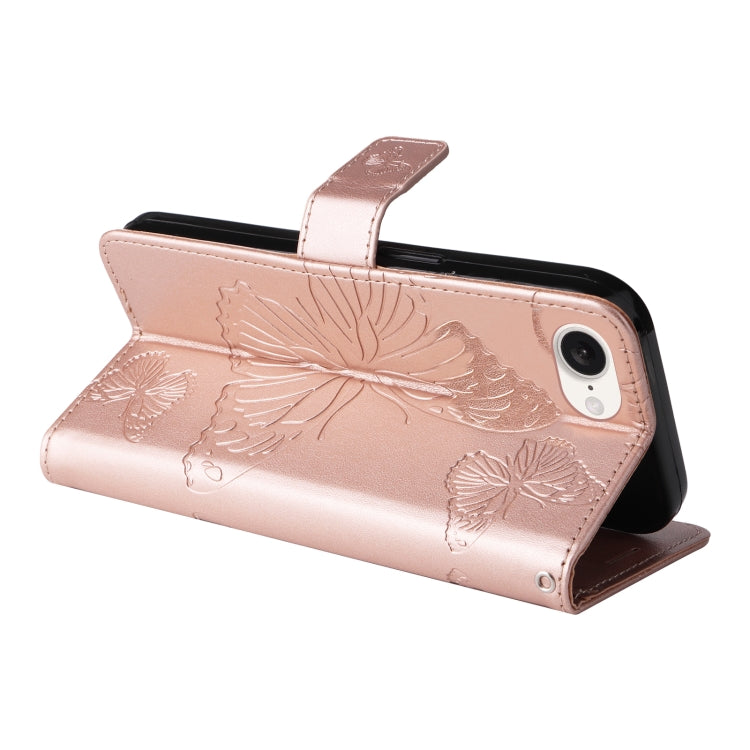 For iPhone SE 2024 3D Butterfly Embossed Pattern Flip Leather Phone Case(Rose Gold) - More iPhone Cases by buy2fix | Online Shopping UK | buy2fix