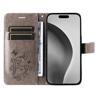 For iPhone 16 Pro Max 3D Butterfly Embossed Pattern Flip Leather Phone Case(Grey) - iPhone 16 Pro Cases by buy2fix | Online Shopping UK | buy2fix