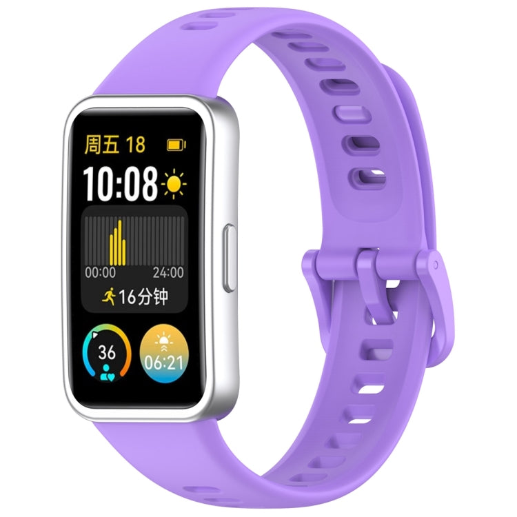 For Huawei Band 9 / 9 NFC / 8 / 8 NFC Nail Button Glossy Silicone Watch Band(Purple) - Watch Bands by buy2fix | Online Shopping UK | buy2fix