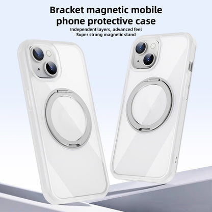 For iPhone 15 Pro MagSafe Holder PC Hybrid TPU Phone Case(Transparent White) - iPhone 15 Pro Cases by buy2fix | Online Shopping UK | buy2fix