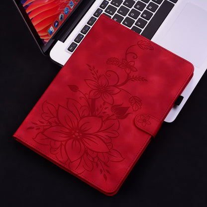 For Lenovo Tab M11/Xiaoxin Pad 11 2024 Lily Embossed Leather Tablet Case(Red) - Lenovo by buy2fix | Online Shopping UK | buy2fix