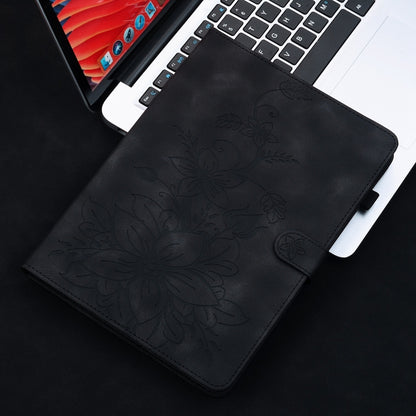 For Lenovo Tab M11/Xiaoxin Pad 11 2024 Lily Embossed Leather Tablet Case(Black) - Lenovo by buy2fix | Online Shopping UK | buy2fix