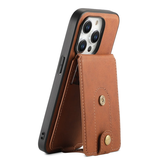 For iPhone 14 Pro Denior D14 NK Retro Pattern MagSafe Magnetic Card Holder Leather Phone Case(Brown) - iPhone 14 Pro Cases by Denior | Online Shopping UK | buy2fix