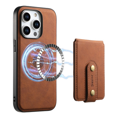 For iPhone 13 Pro Denior D14 NK Retro Pattern MagSafe Magnetic Card Holder Leather Phone Case(Brown) - iPhone 13 Pro Cases by Denior | Online Shopping UK | buy2fix