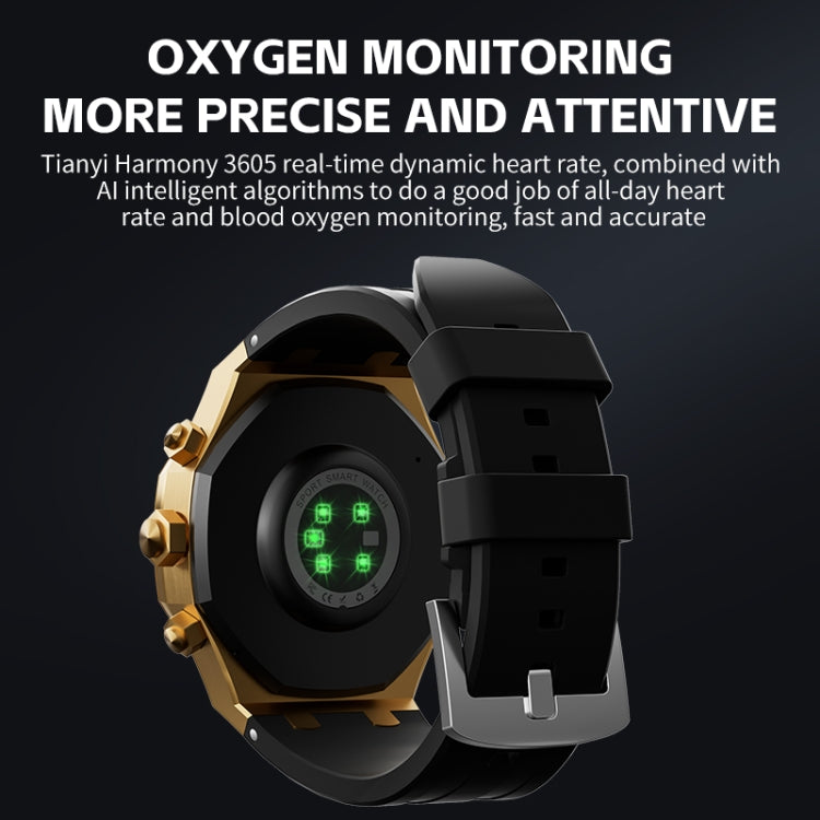 WS-18 1.43 inch IP67 Sport Smart Watch, Support Bluetooth Call / Sleep / Blood Oxygen / Heart Rate / Blood Pressure Health Monitor(Gold+Black) - Smart Watches by buy2fix | Online Shopping UK | buy2fix