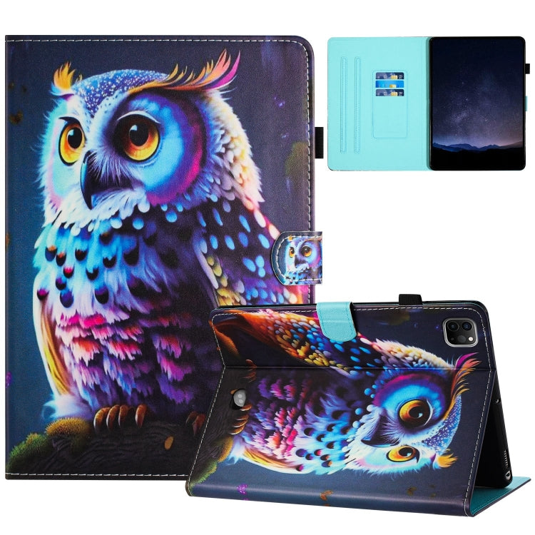 For iPad Pro 11 2024 Painted Litchi Leather Sewing Smart Tablet Case(Colorful Owl) - iPad Pro 11 2024 Cases by buy2fix | Online Shopping UK | buy2fix