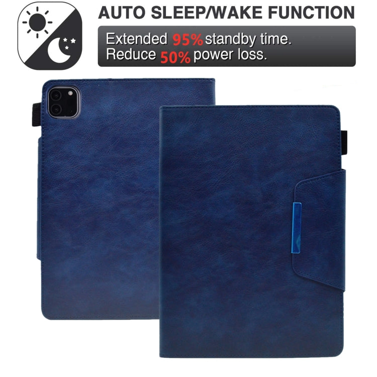 For iPad Pro 11 2024 Suede Cross Texture Magnetic Clasp Leather Smart Tablet Case(Blue) - iPad Pro 11 2024 Cases by buy2fix | Online Shopping UK | buy2fix