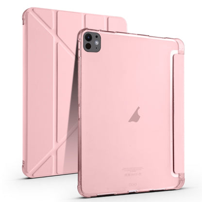 For iPad Pro 13 2024 Multi-folding TPU Leather Smart Tablet Case with Pen Slot(Pink) - iPad Pro 13 2024 Cases by buy2fix | Online Shopping UK | buy2fix