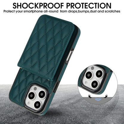 For iPhone 16 Pro Max YM015 Crossbody Rhombic Card Bag RFID Phone Case(Green) - iPhone 16 Pro Max Cases by buy2fix | Online Shopping UK | buy2fix