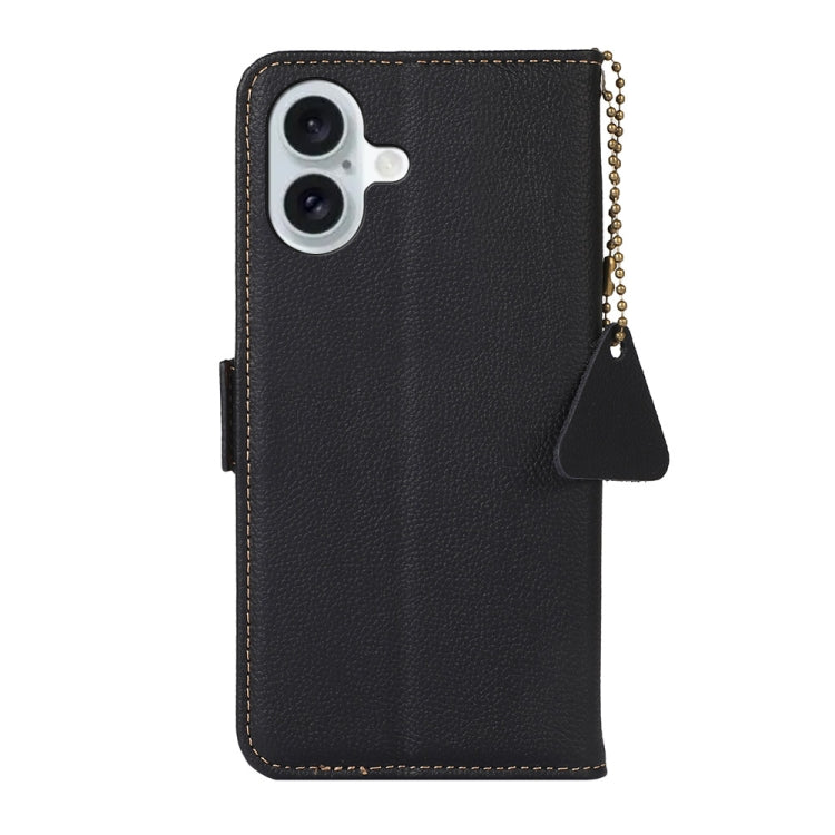 For iPhone 16 Side-Magnetic TJ Genuine Leather RFID Phone Case(Black) - iPhone 16 Cases by buy2fix | Online Shopping UK | buy2fix