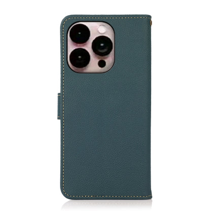 For iPhone 16 Pro Max KHAZNEH Custer Genuine Leather RFID Phone Case(Green) - iPhone 16 Pro Max Cases by buy2fix | Online Shopping UK | buy2fix