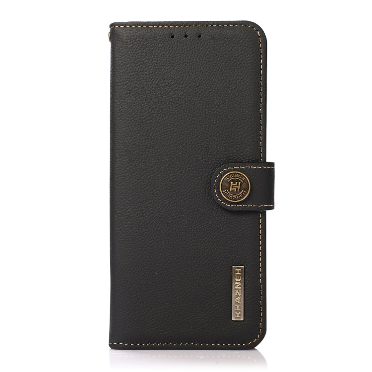 For iPhone 16 Pro KHAZNEH Custer Genuine Leather RFID Phone Case(Black) - iPhone 16 Pro Cases by buy2fix | Online Shopping UK | buy2fix