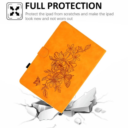 For iPad Pro 11 2024 Peony Butterfly Embossed Leather Smart Tablet Case(Khaki) - iPad Pro 11 2024 Cases by buy2fix | Online Shopping UK | buy2fix