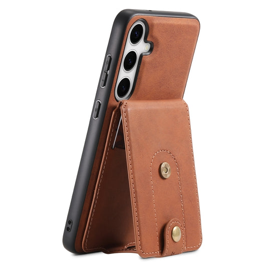 For Samsung Galaxy S24 5G Denior D14 NK Retro Pattern MagSafe Magnetic Card Holder Leather Phone Case(Brown) - Galaxy S24 5G Cases by Denior | Online Shopping UK | buy2fix