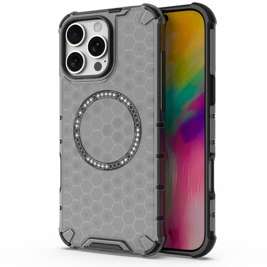 For iPhone 16 Pro Max Honeycomb Magnetic Ring Shockproof Phone Case(Black) - iPhone 16 Pro Max Cases by buy2fix | Online Shopping UK | buy2fix