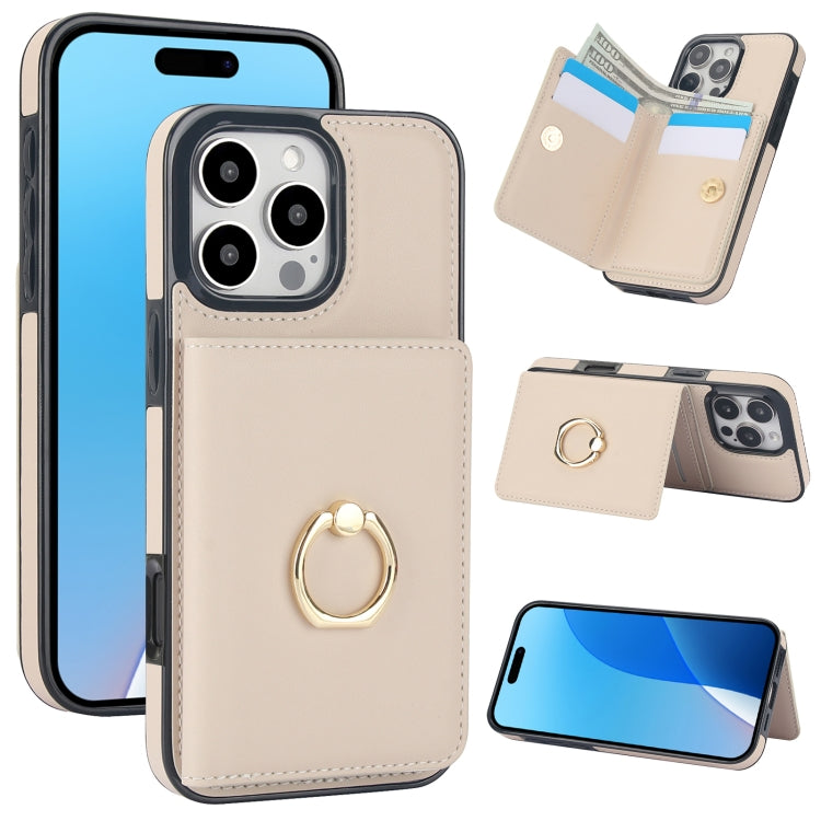 For iPhone 16 Pro Max RFID Anti-theft Card Ring Holder Phone Case(White) - iPhone 16 Pro Max Cases by buy2fix | Online Shopping UK | buy2fix