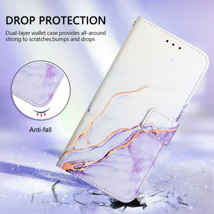 For Google Pixel 9 PT003 Marble Pattern Flip Leather Phone Case(White Purple) - Google Cases by buy2fix | Online Shopping UK | buy2fix