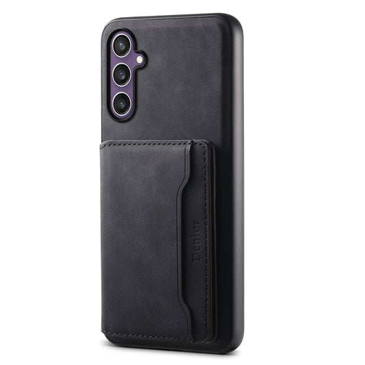 For Samsung Galaxy S23 FE 5G Denior D13 Retro Texture Leather MagSafe Card Bag Phone Case(Black) - Galaxy S23 FE 5G Cases by Denior | Online Shopping UK | buy2fix