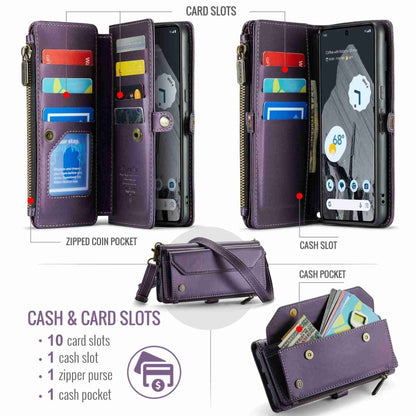 For Google Pixel 8 Pro CaseMe C36 Card Slots Zipper Wallet RFID Anti-theft Leather Phone Case(Purple) - Google Cases by CaseMe | Online Shopping UK | buy2fix