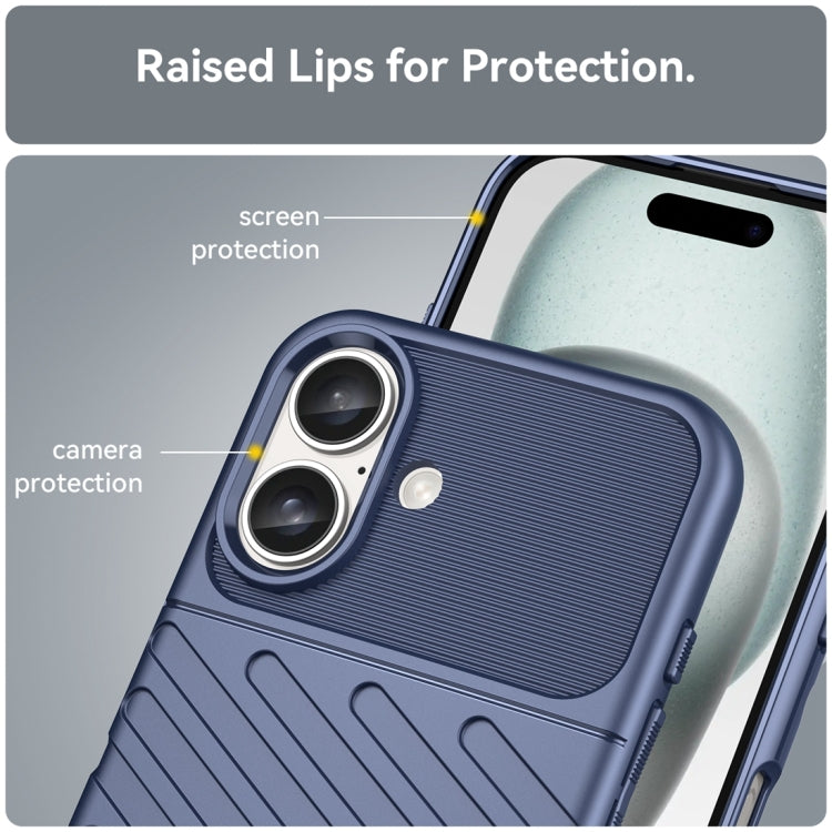 For iPhone 16 Thunderbolt Shockproof Soft TPU Phone Case(Blue) - iPhone 16 Cases by buy2fix | Online Shopping UK | buy2fix