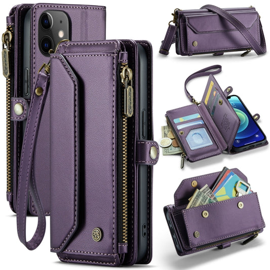 For iPhone 12 CaseMe C36 Card Slots Zipper Wallet RFID Anti-theft Leather Phone Case(Purple) - iPhone 12 / 12 Pro Cases by CaseMe | Online Shopping UK | buy2fix