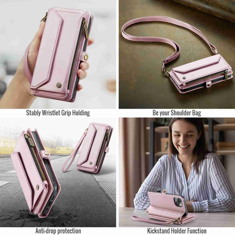 For iPhone 15 CaseMe C36 Card Slots Zipper Wallet RFID Anti-theft Leather Phone Case(Pink) - iPhone 15 Cases by CaseMe | Online Shopping UK | buy2fix