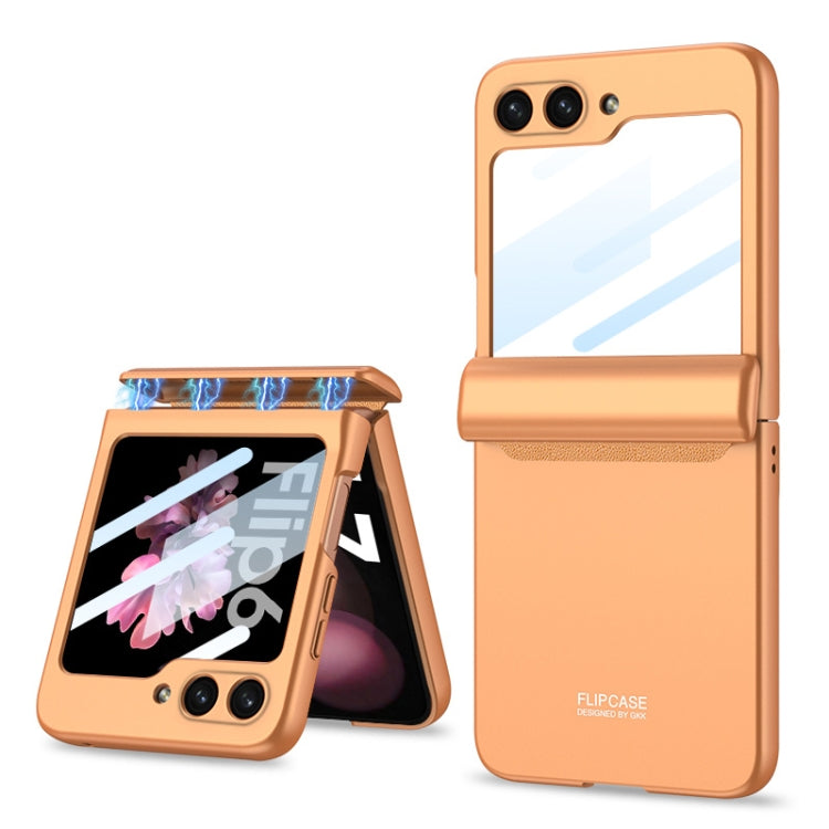 For Samsung Galaxy Z Flip6 GKK Integrated Magnetic Full Coverage Folding Phone Case(Orange) - Galaxy Z Flip6 5G Cases by GKK | Online Shopping UK | buy2fix