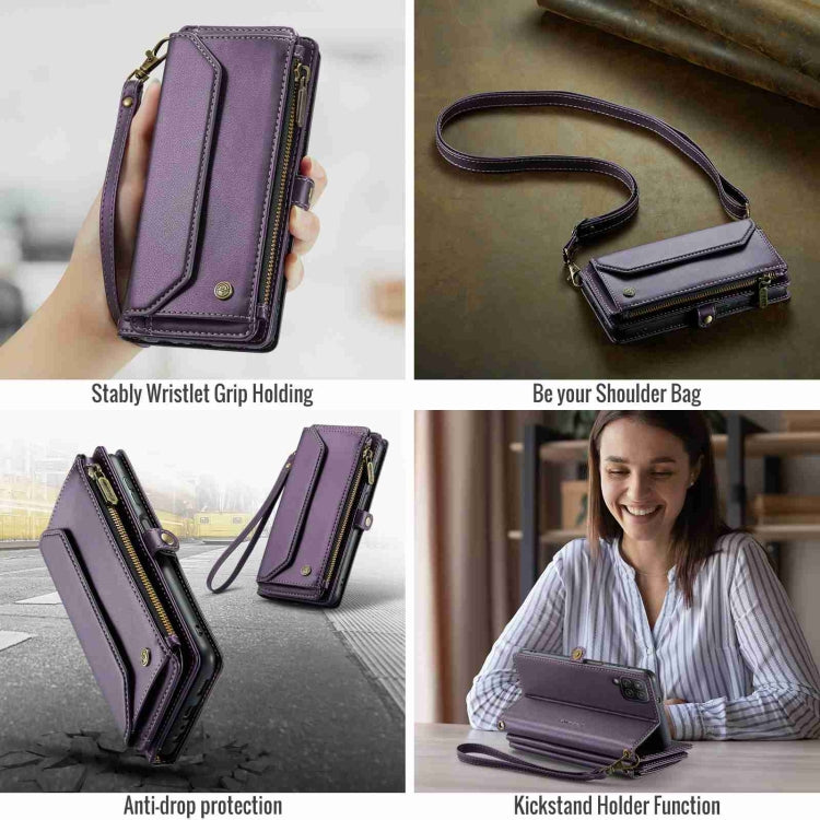 For Samsung Galaxy A12 5G CaseMe C36 Card Slots Zipper Wallet RFID Anti-theft Leather Phone Case(Purple) - Galaxy Phone Cases by CaseMe | Online Shopping UK | buy2fix