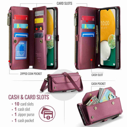 For Samsung Galaxy A13 5G / 4G CaseMe C36 Card Slots Zipper Wallet RFID Anti-theft Leather Phone Case(Wine Red) - Galaxy Phone Cases by CaseMe | Online Shopping UK | buy2fix