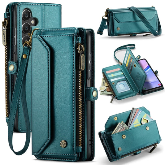 For Samsung Galaxy A15 CaseMe C36 Card Slots Zipper Wallet RFID Anti-theft Leather Phone Case(Blue-green) - Galaxy Phone Cases by CaseMe | Online Shopping UK | buy2fix