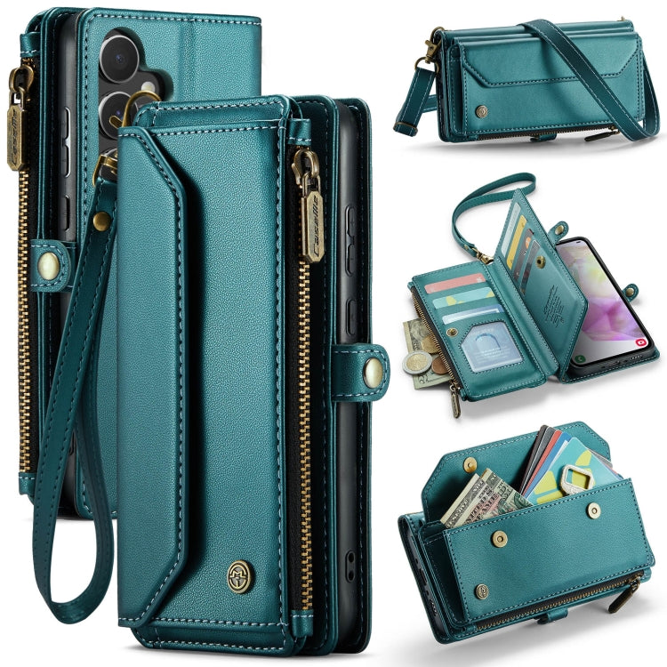 For Samsung Galaxy A35 5G CaseMe C36 Card Slots Zipper Wallet RFID Anti-theft Leather Phone Case(Blue-green) - Galaxy Phone Cases by CaseMe | Online Shopping UK | buy2fix