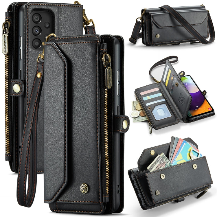 For Samsung Galaxy A52 / A52s 5G CaseMe C36 Card Slots Zipper Wallet RFID Anti-theft Leather Phone Case(Black) - Galaxy Phone Cases by CaseMe | Online Shopping UK | buy2fix