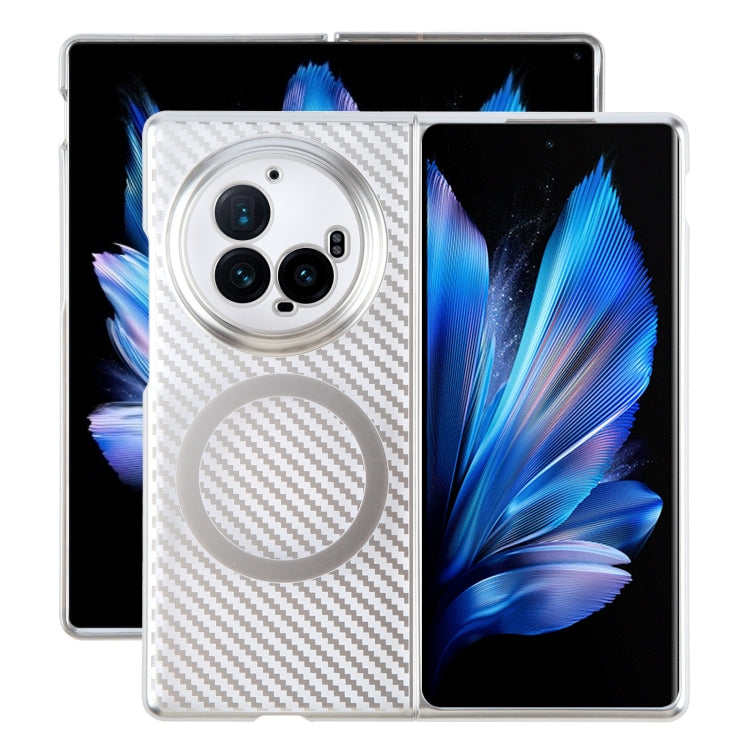 For vivo X Fold3 Pro 6D Plated Carbon Fiber Clear Magsafe PC Phone Case(Starlight Silver) - vivo Cases by buy2fix | Online Shopping UK | buy2fix