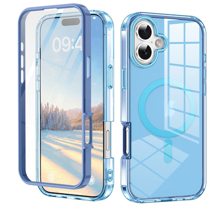 For iPhone 16 Plus Colorful MagSafe Magnetic PC Hybrid TPU Phone Case(Blue) - iPhone 16 Plus Cases by buy2fix | Online Shopping UK | buy2fix