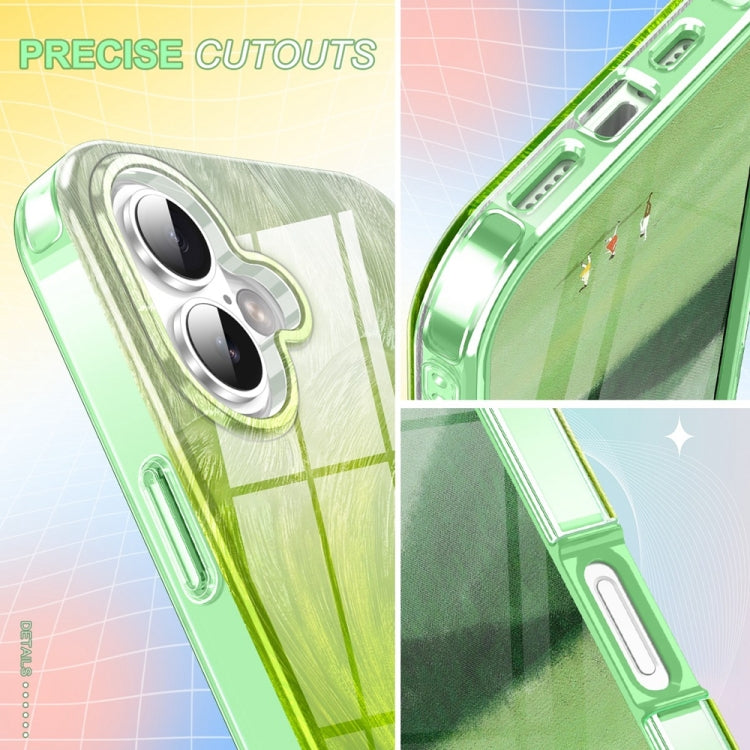 For iPhone 16 IMD Gradient Feather PC Hybrid TPU Phone Case(Green) - iPhone 16 Cases by buy2fix | Online Shopping UK | buy2fix