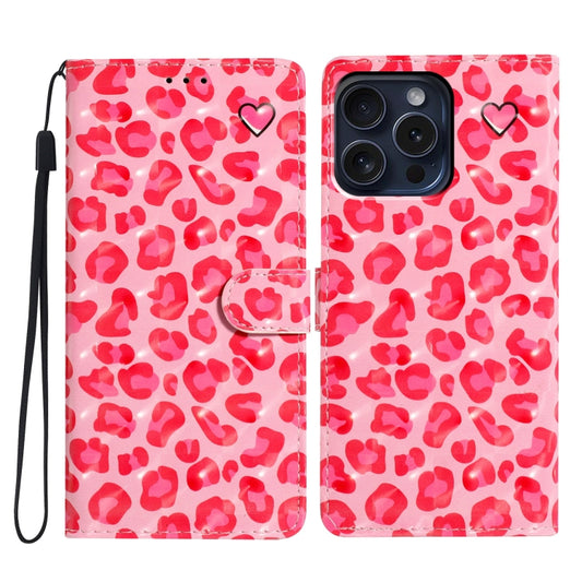 For iPhone 16 Pro 3D Pattern Leather Phone Case(Pink Leopard Print) - iPhone 16 Pro Cases by buy2fix | Online Shopping UK | buy2fix