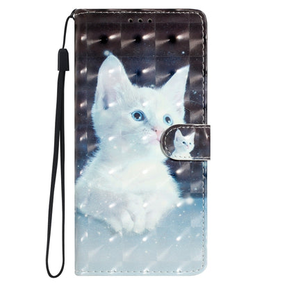 For iPhone 16 Pro Max 3D Pattern Leather Phone Case(White Cat) - iPhone 16 Pro Max Cases by buy2fix | Online Shopping UK | buy2fix