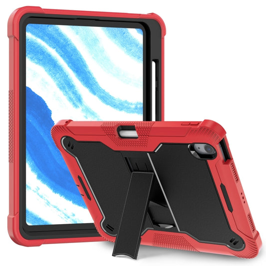 For iPad Air 11 2024 / Air 2022 10.9 Shockproof Silicone Hybrid PC Tablet Case with Holder(Black + Red) - iPad Air 11 2024 Cases by buy2fix | Online Shopping UK | buy2fix