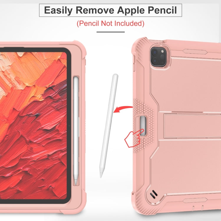 For iPad Pro 11 2024 Shockproof Silicone Hybrid PC Tablet Case with Holder(Rose Gold) - iPad Pro 11 2024 Cases by buy2fix | Online Shopping UK | buy2fix